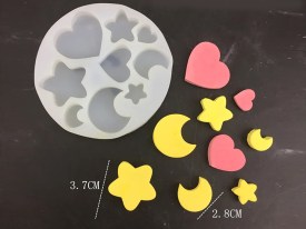 Molde silicona estrellas corazones y luna